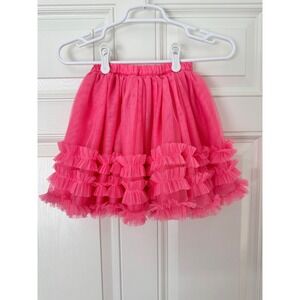 Gymboree Girls Pink Tulle Ruffle Tutu Skirt Size 7 Tiered Mesh Dance Dress Up